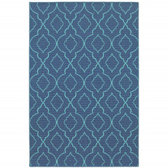 8' X 11' Navy Geometric Stain Resistant Indoor Outdoor Area Rug