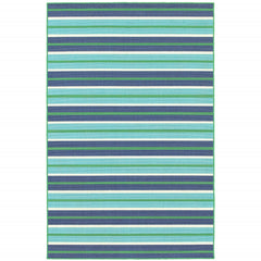 2' X 3' Blue Geometric Stain Resistant Indoor Outdoor Area Rug