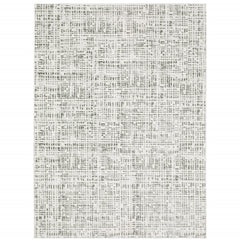 10' X 13' White And Grey Abstract Power Loom Stain Resistant Area Rug