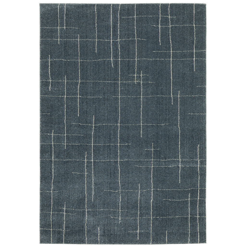 6' X 9' Blue And Grey Geometric Power Loom Stain Resistant Area Rug