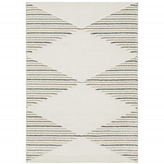 3' X 5' Beige Grey Sage Green Pale Blue Brown And Charcoal Geometric Power Loom Stain Resistant Area Rug