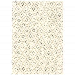 10' X 13' Sand Ash Grey And Ivory Geometric Power Loom Stain Resistant Area Rug