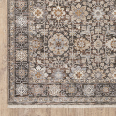 2' X 3' Grey And Ivory Oriental Power Loom Stain Resistant Area Rug With Fringe