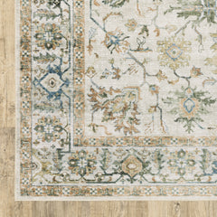 2' X 8' Grey Orange Blue Gold Green And Rust Oriental Printed Stain Resistant Non Skid Runner Rug