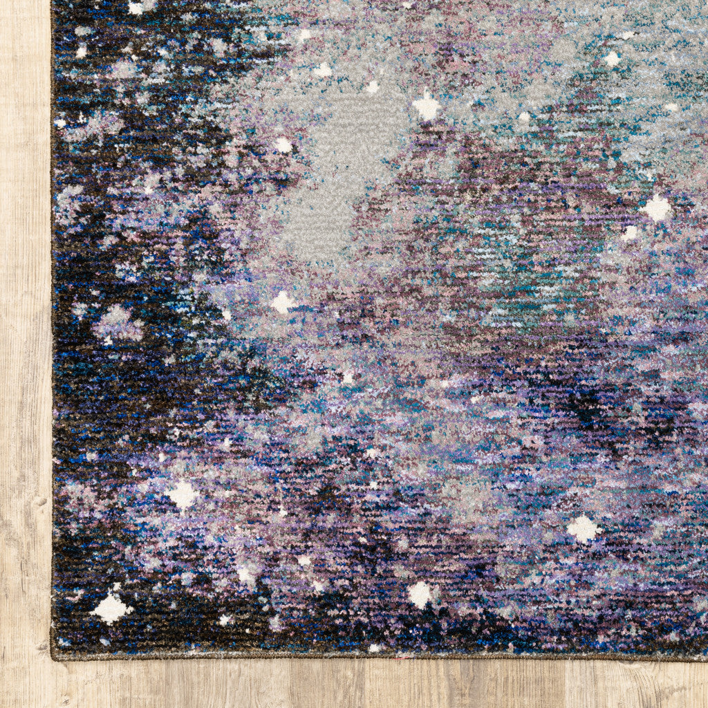 8' X 10' Purple Teal And Brown Abstract Power Loom Stain Resistant Area Rug