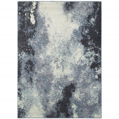 2' X 3' Navy And Ivory Abstract Power Loom Stain Resistant Area Rug