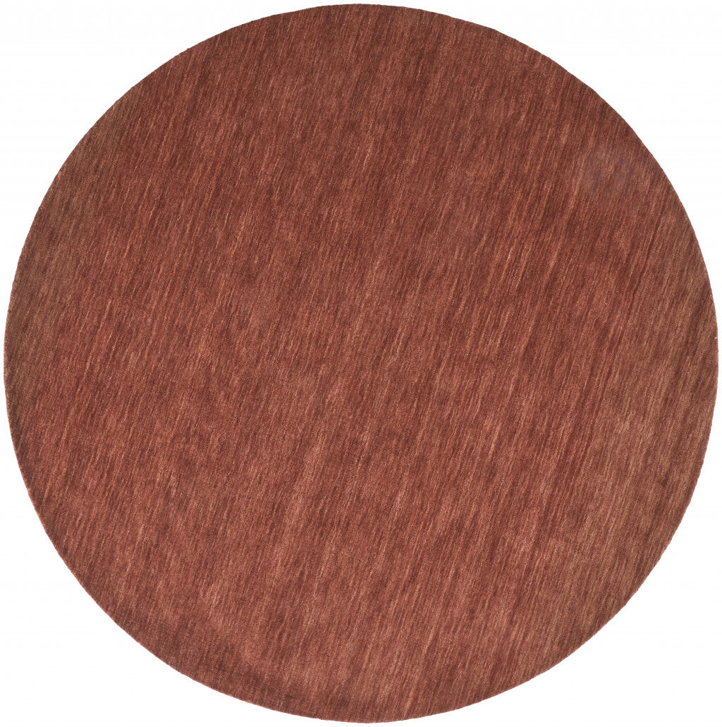 10' Orange And Red Round Wool Hand Woven Stain Resistant Area Rug