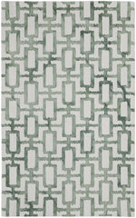 10' X 13' Ivory And Green Wool Geometric Tufted Handmade Area Rug