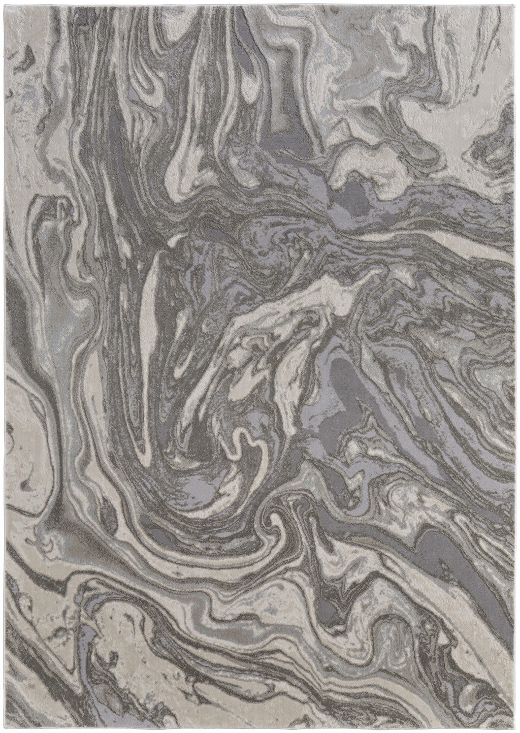 10' X 13' Gray Ivory And Silver Abstract Stain Resistant Area Rug