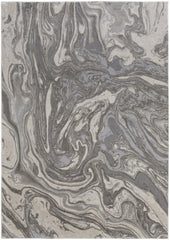 10' X 13' Gray Ivory And Silver Abstract Stain Resistant Area Rug