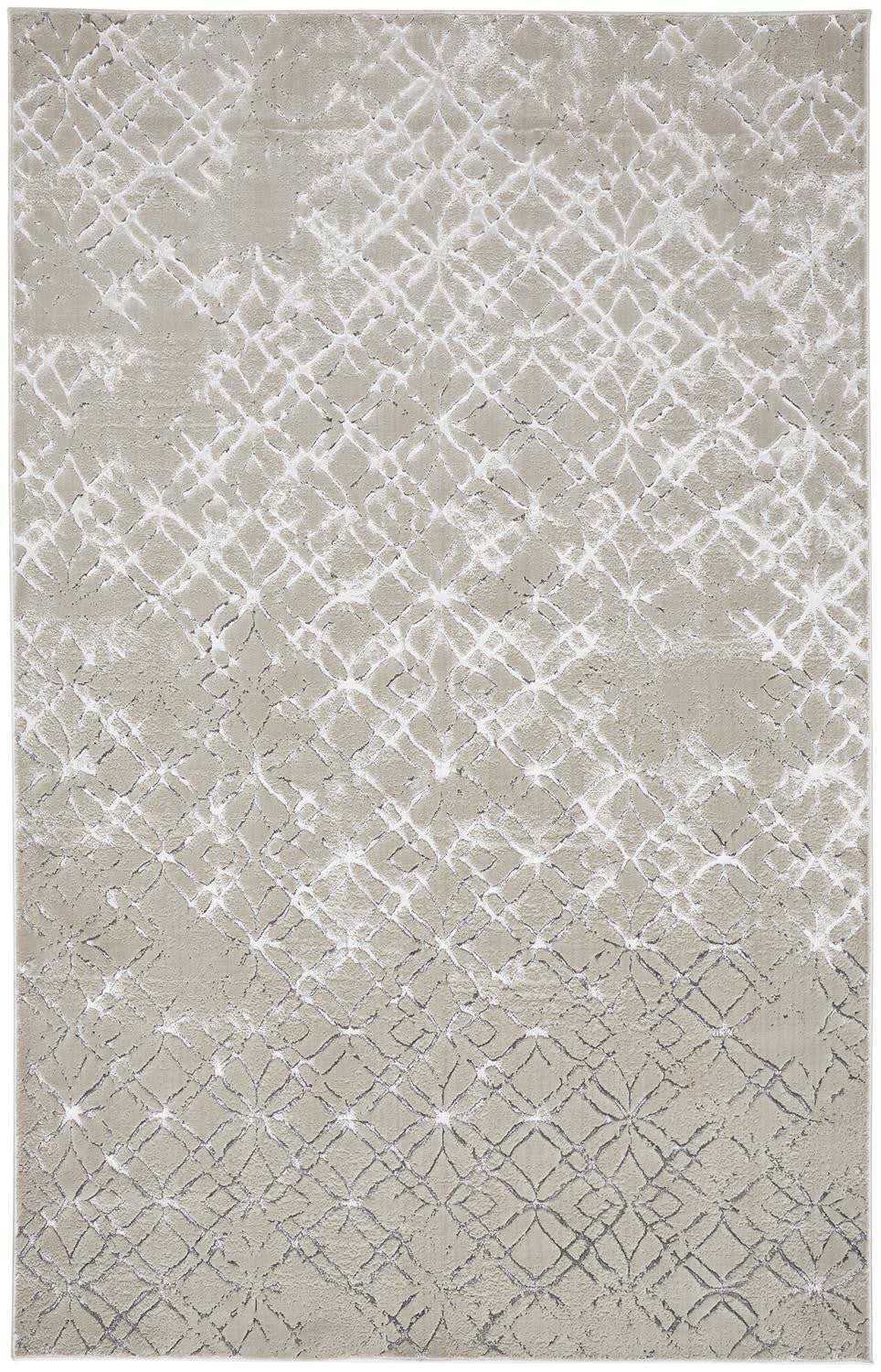 12' X 15' Silver Gray And White Abstract Area Rug
