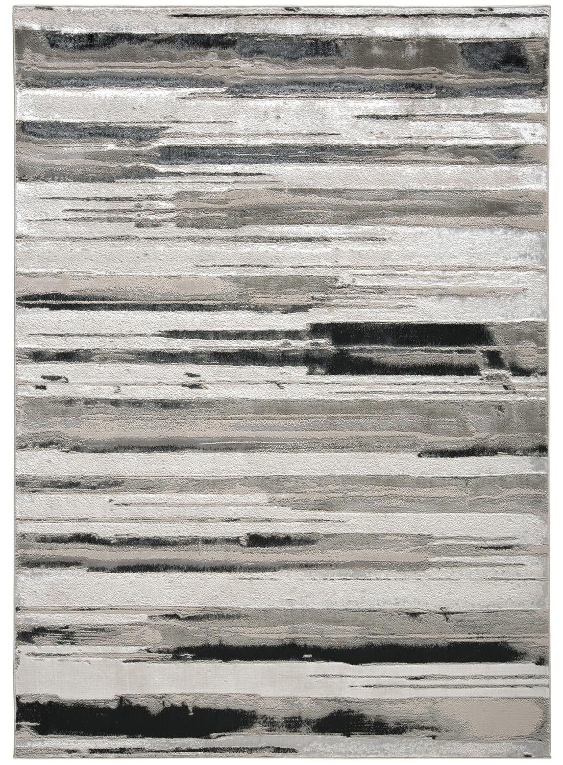 12' X 18' Silver Gray And Black Abstract Area Rug