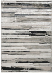 12' X 18' Silver Gray And Black Abstract Area Rug