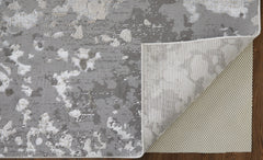 12' X 18' Silver Gray And White Abstract Area Rug
