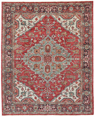 2' X 3' Red Gray And Ivory Wool Floral Hand Knotted Distressed Stain Resistant Area Rug With Fringe
