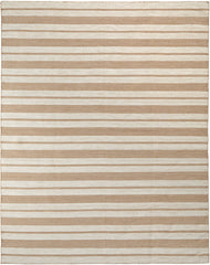 10' X 14' Ivory Taupe And Brown Striped Dhurrie Hand Woven Stain Resistant Area Rug