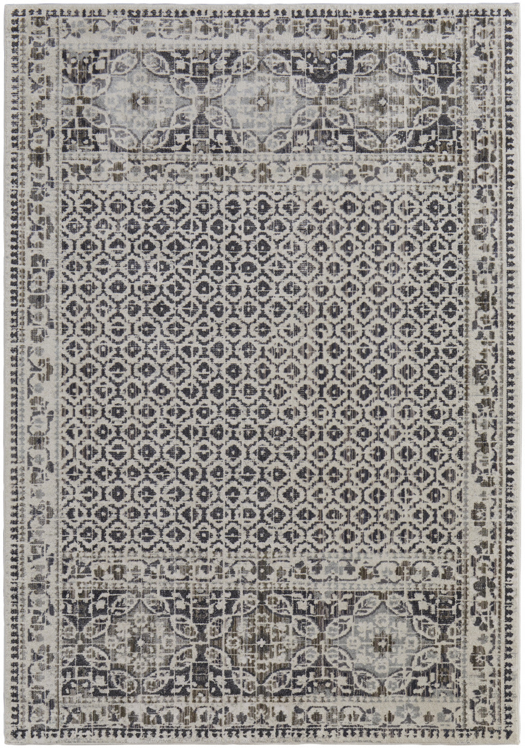 10' X 14' Ivory Taupe And Gray Abstract Stain Resistant Area Rug