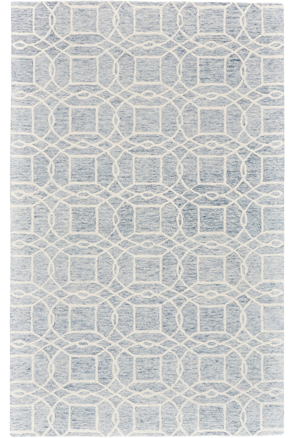 5' X 8' Gray And Ivory Wool Geometric Tufted Handmade Stain Resistant Area Rug