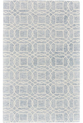 5' X 8' Gray And Ivory Wool Geometric Tufted Handmade Stain Resistant Area Rug