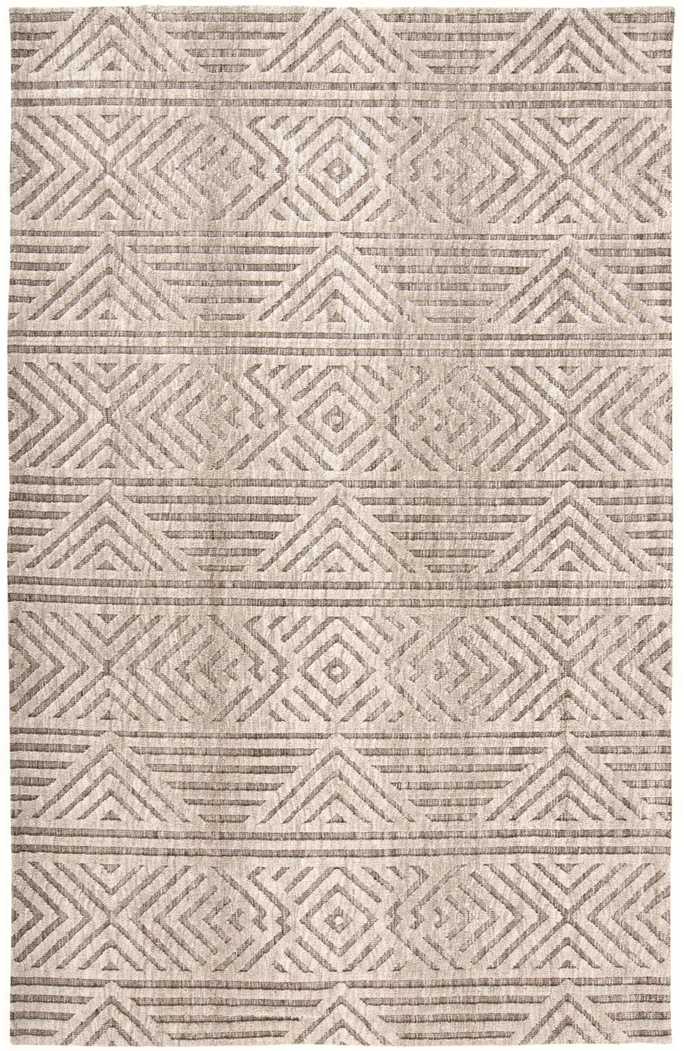 4' X 6' Tan Ivory And Brown Geometric Stain Resistant Area Rug