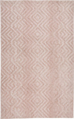 10' X 13' Pink And Ivory Geometric Stain Resistant Area Rug