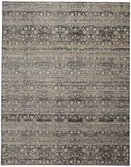 10' X 13' Gray Ivory And Tan Abstract Distressed Area Rug With Fringe