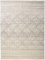 12' X 15' Ivory Tan And Gray Geometric Hand Knotted Area Rug