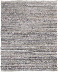 5' X 8' Taupe Ivory And Red Striped Hand Woven Stain Resistant Area Rug