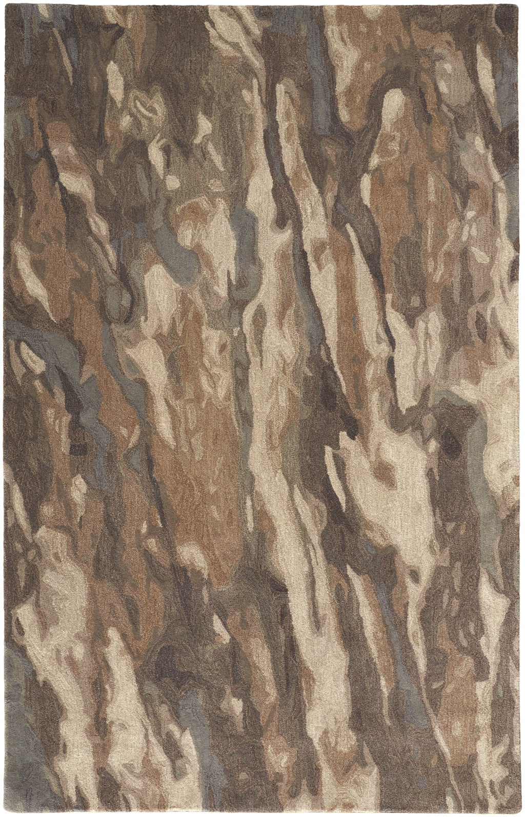 2' X 3' Brown Gray And Tan Wool Abstract Tufted Handmade Stain Resistant Area Rug