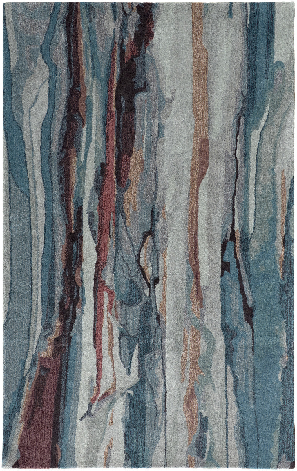 2' X 3' Blue Red And Ivory Wool Abstract Tufted Handmade Stain Resistant Area Rug