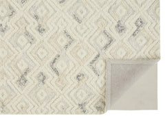 12' X 15' Ivory Gray And Black Wool Geometric Tufted Handmade Area Rug