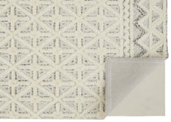 12' X 15' Ivory And Black Wool Geometric Tufted Handmade Area Rug