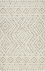 9' X 12' Ivory And Tan Wool Geometric Tufted Handmade Stain Resistant Area Rug