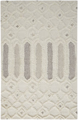 8' X 10' Ivory Taupe And Tan Wool Geometric Tufted Handmade Stain Resistant Area Rug