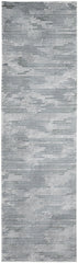 8' Blue And Gray Polka Dots Distressed Stain Resistant Runner Rug