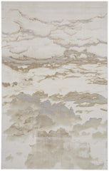 7' X 10' Ivory Tan And Gray Abstract Stain Resistant Area Rug