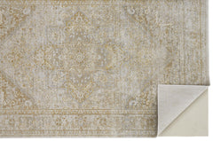 5' X 8' Ivory And Gold Floral Stain Resistant Area Rug