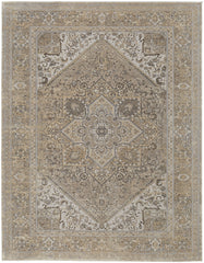 12' X 15' Brown Ivory And Tan Floral Power Loom Distressed Area Rug