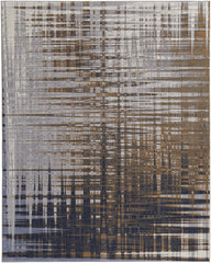 12' X 15' Blue Orange And Gray Abstract Power Loom Area Rug
