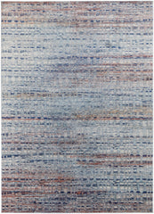 10' X 14' Blue Ivory And Orange Abstract Power Loom Stain Resistant Area Rug