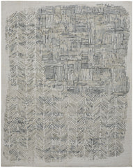 8' X 10' Green Blue And Ivory Abstract Hand Woven Area Rug