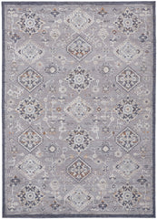12' X 15' Gray Floral Power Loom Stain Resistant Area Rug