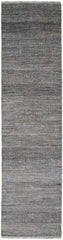 12' Gray Wool Striped Hand Knotted Runner Rug