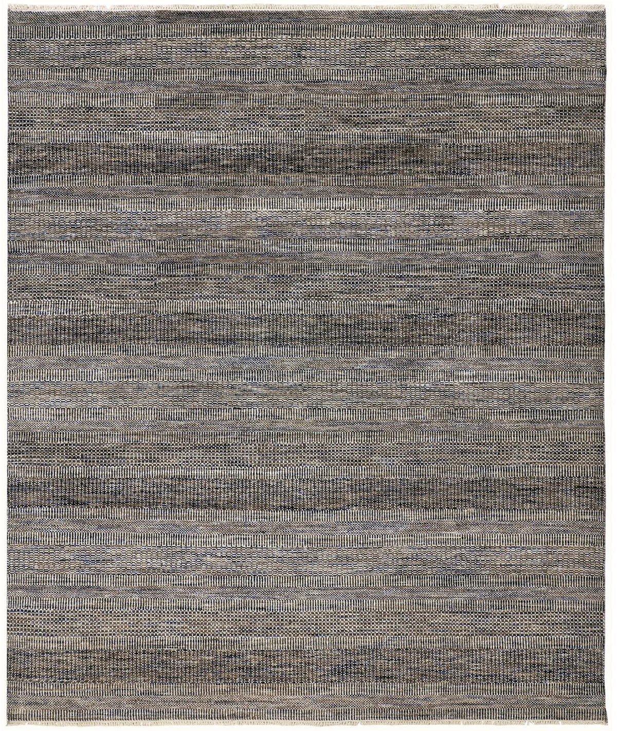 12' X 15' Gray Wool Striped Hand Knotted Area Rug
