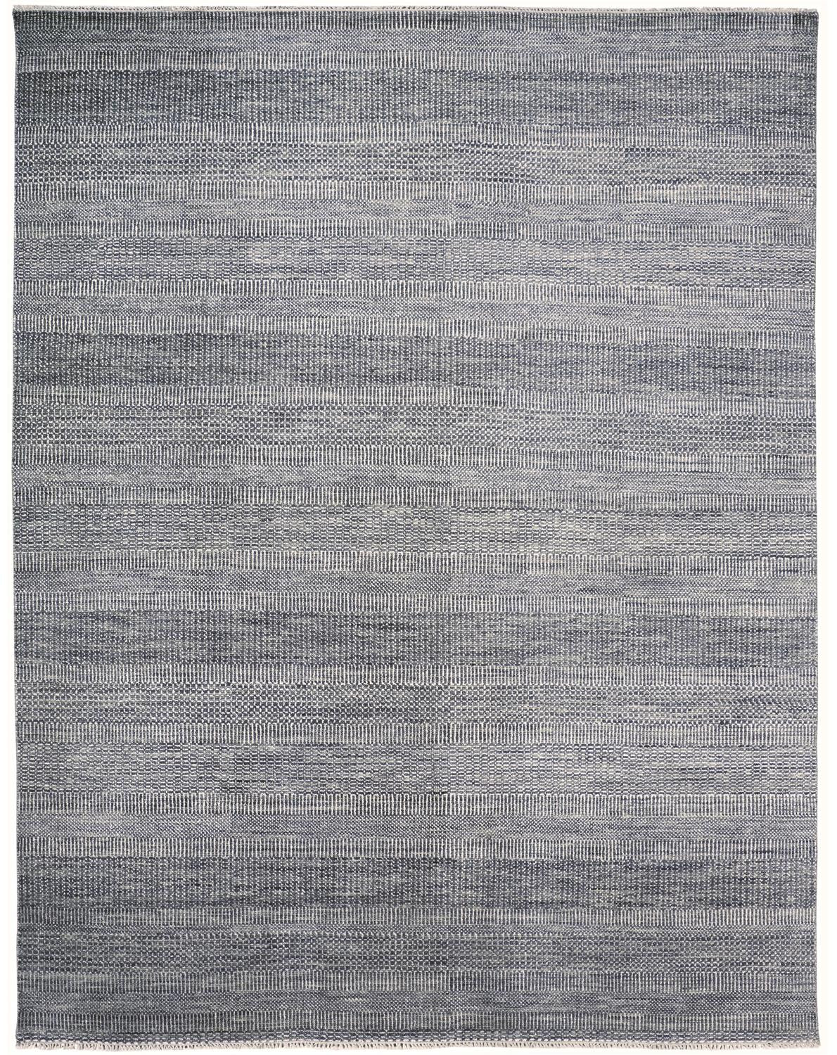 10' X 13' Silver Wool Striped Hand Knotted Area Rug