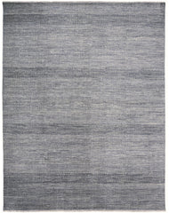 10' X 13' Silver Wool Striped Hand Knotted Area Rug