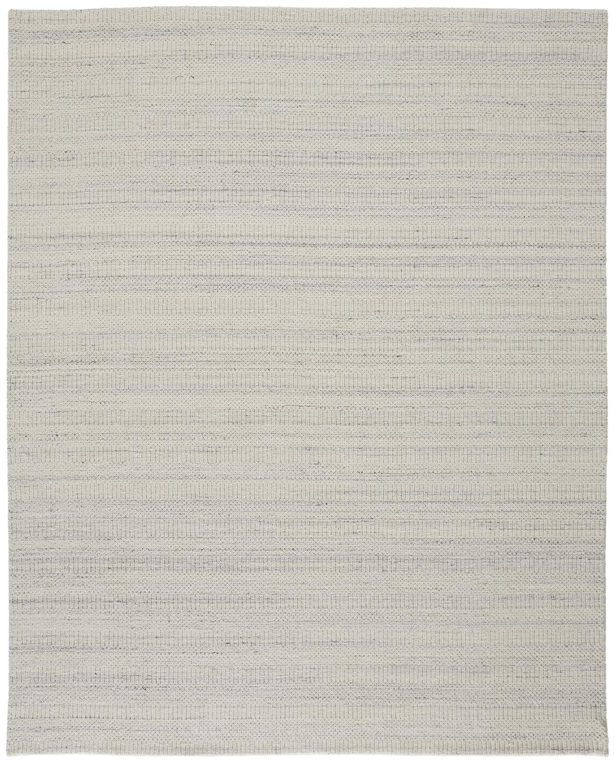 10' X 14' Ivory And Gray Wool Hand Woven Stain Resistant Area Rug