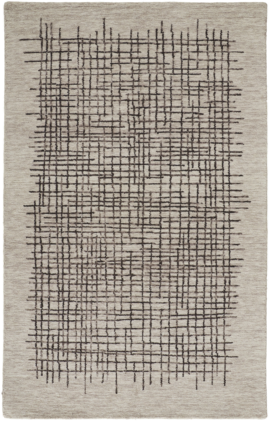 10' X 14' Tan And Brown Wool Plaid Tufted Handmade Stain Resistant Area Rug