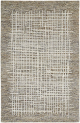 12' X 15' Tan And Ivory Wool Plaid Tufted Handmade Area Rug