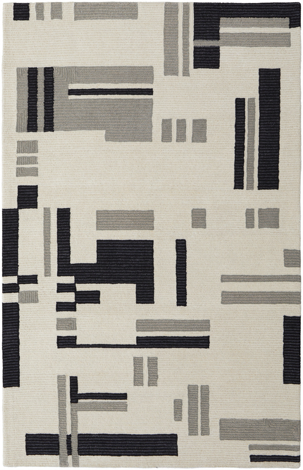 12' X 15' Ivory And Taupe Wool Abstract Tufted Handmade Area Rug